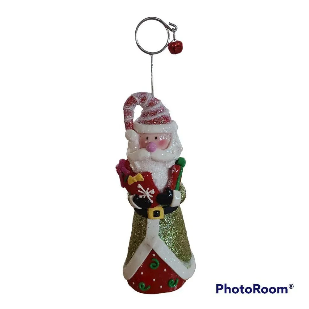 Pier 1 Modeled Polymer Clay Santa Spiral Photo Message Notecard Holder Figurine